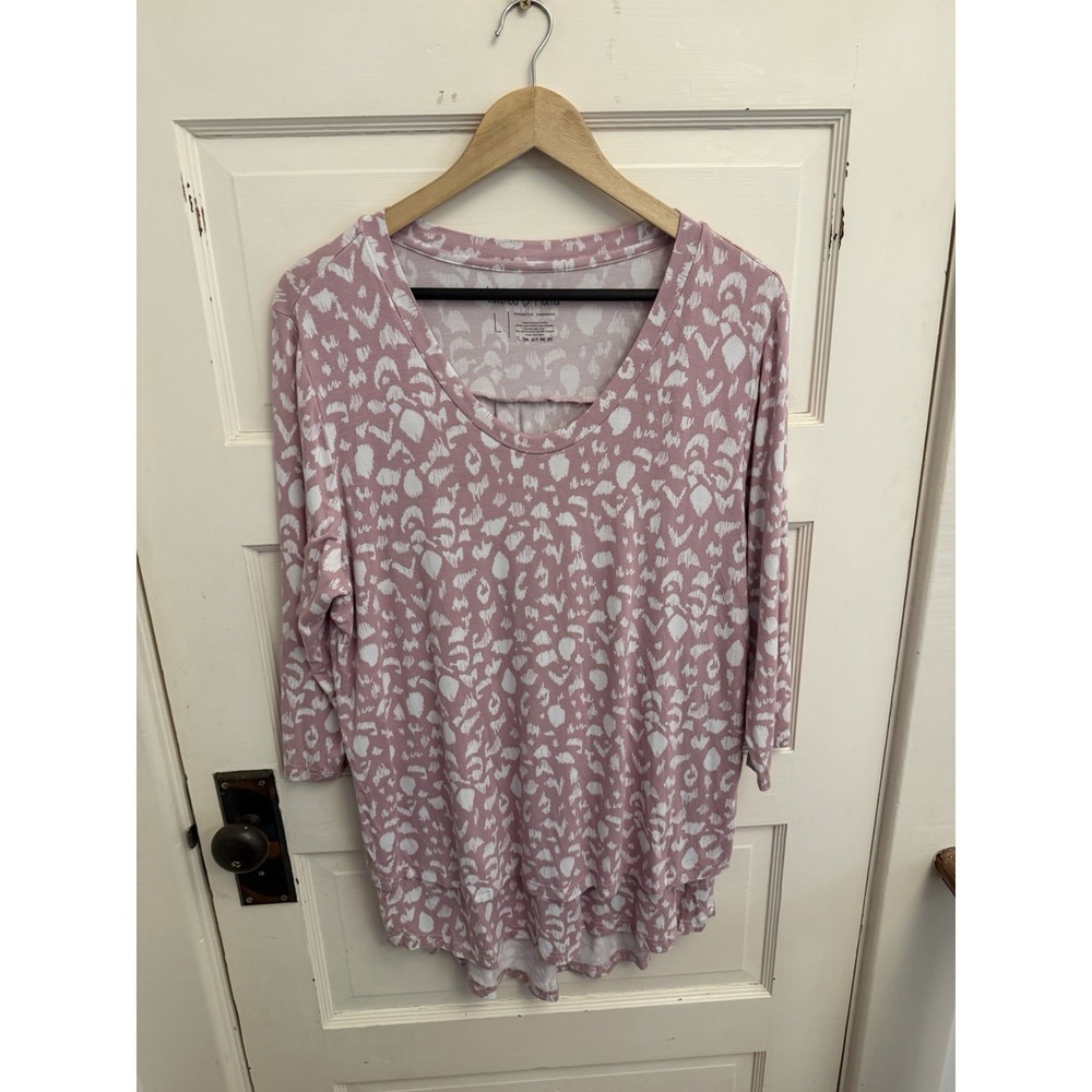 Latched Mama Women's Pink Patterned Nursing Top 3/4 Sleeves Size Large